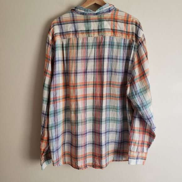 Tommy Bahama 100% Linen Plaid Shirt XL Relaxed Fit Multicolor Button Up - Picture 8 of 12